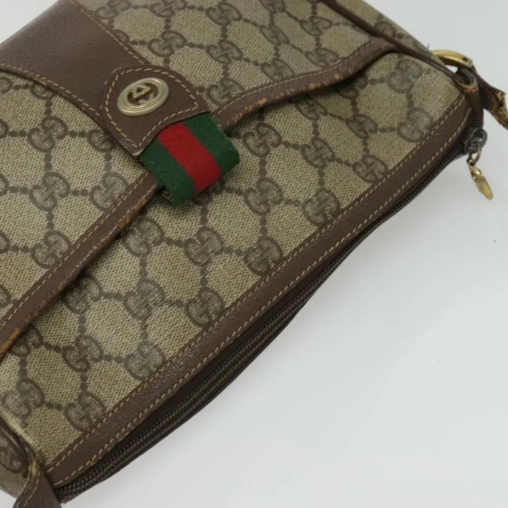 Authentic GUCCI GG Supreme Web Sherry Line Bag PVC Beige Gold Red 89 02 032 - Picture 13 of 16